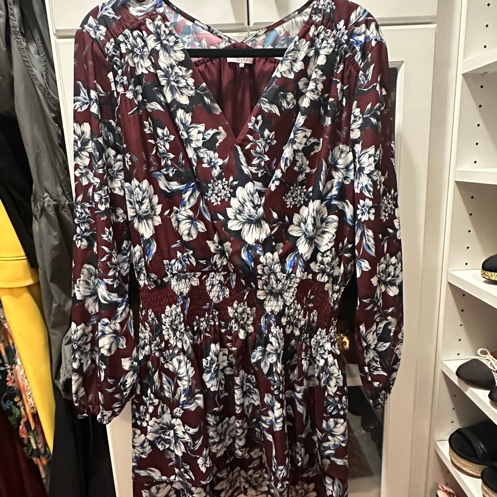 Parker Burgundy Floral Dress